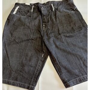 Parish Y2K Denim Shorts Men's Size 42 Black Jorts Baggy Streetwear Hip Hop